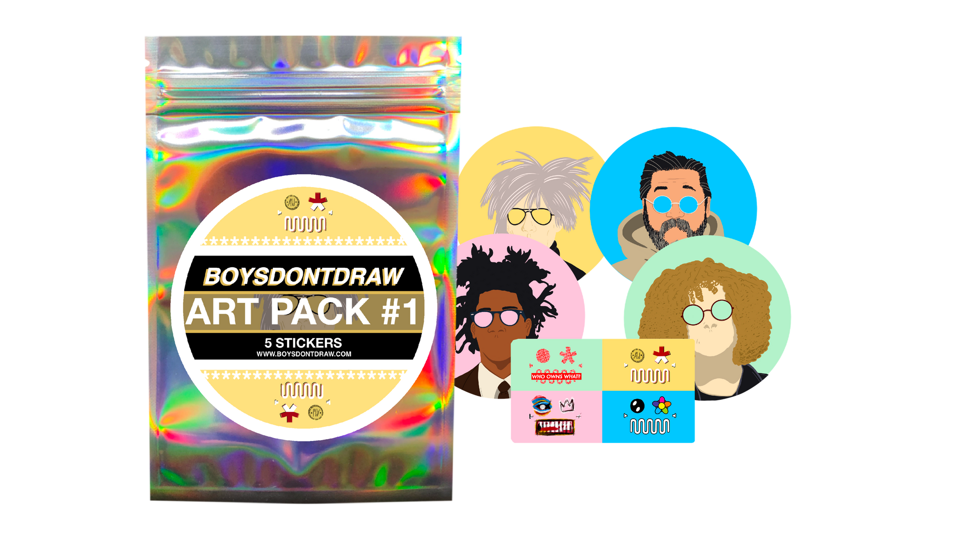 ART PACK #1 - Sticker Package (Pack of 5) by BOYSDONTDRAW