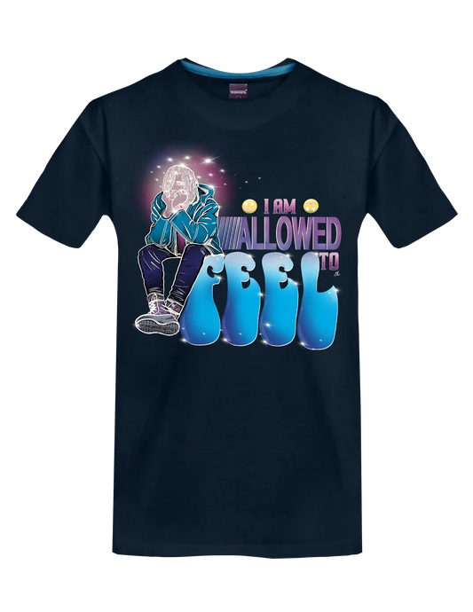 AFFIRMATION - I AM ALLOWED TO FEEL (Navy Blue) T-Shirt by BOYSDONTDRAW