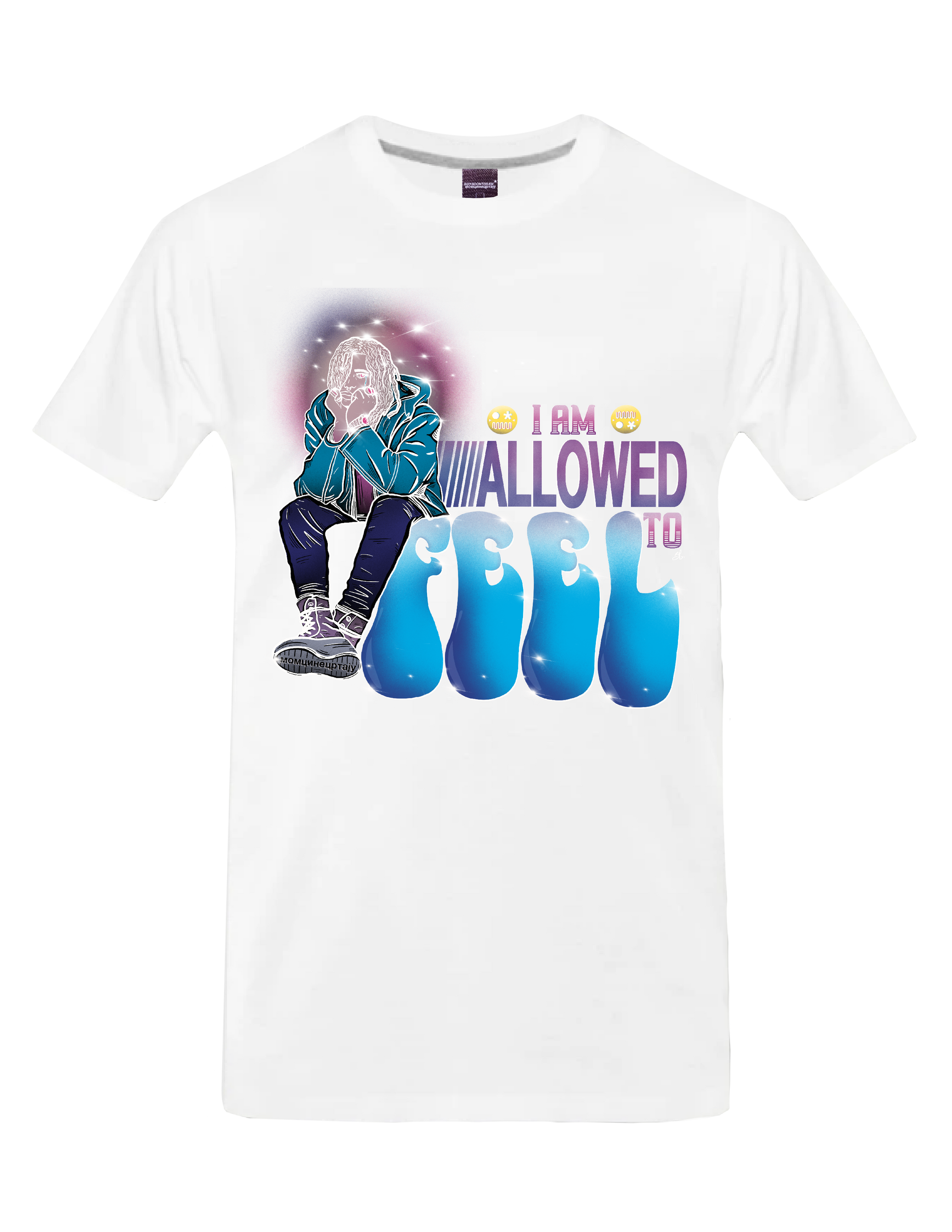 AFFIRMATION - I AM ALLOWED TO FEEL (White) - T-Shirt by BOYSDONTDRAW