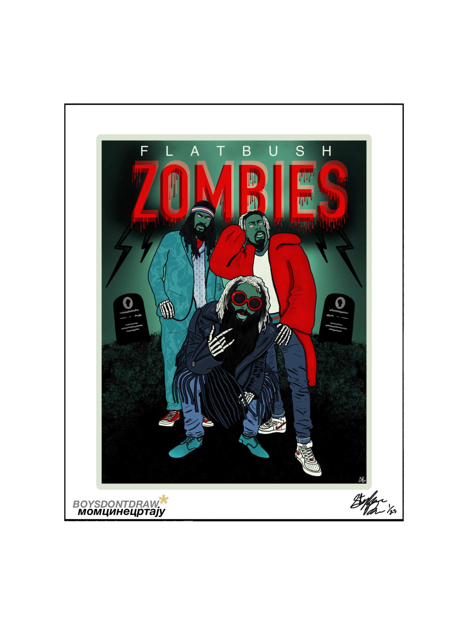 FLATBUSH ZOMBIES - 8.5" x 11" Limited Print by BOYSDONTDRAW