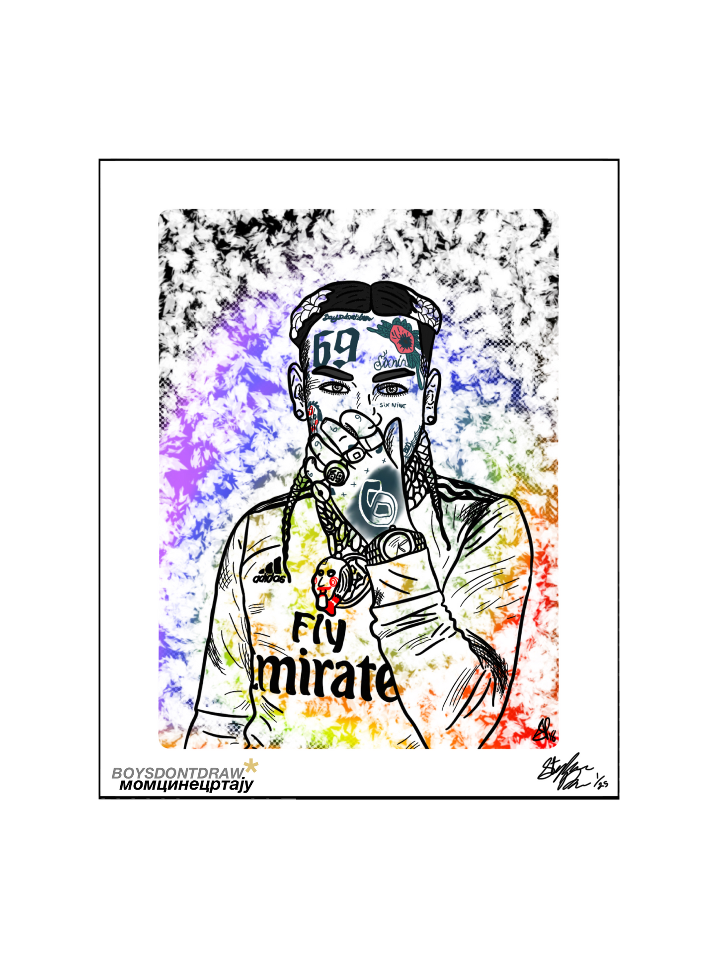 THE KID WITH T6IX9INE - KID WITH THE RAINBOW HAIR - Limited Print by BOYSDONTDRAWHE RAINBOW HAIR - Limited Print - BOYSDONTDRAW