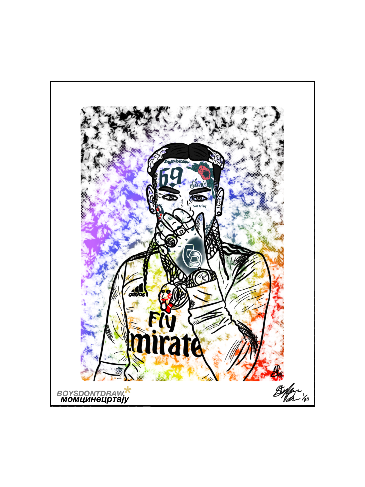 THE KID WITH T6IX9INE - KID WITH THE RAINBOW HAIR - Limited Print by BOYSDONTDRAWHE RAINBOW HAIR - Limited Print - BOYSDONTDRAW