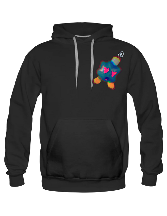 LOVE BOMBING* - Black Pull Over Hoodie by BOYSDONTDRAW