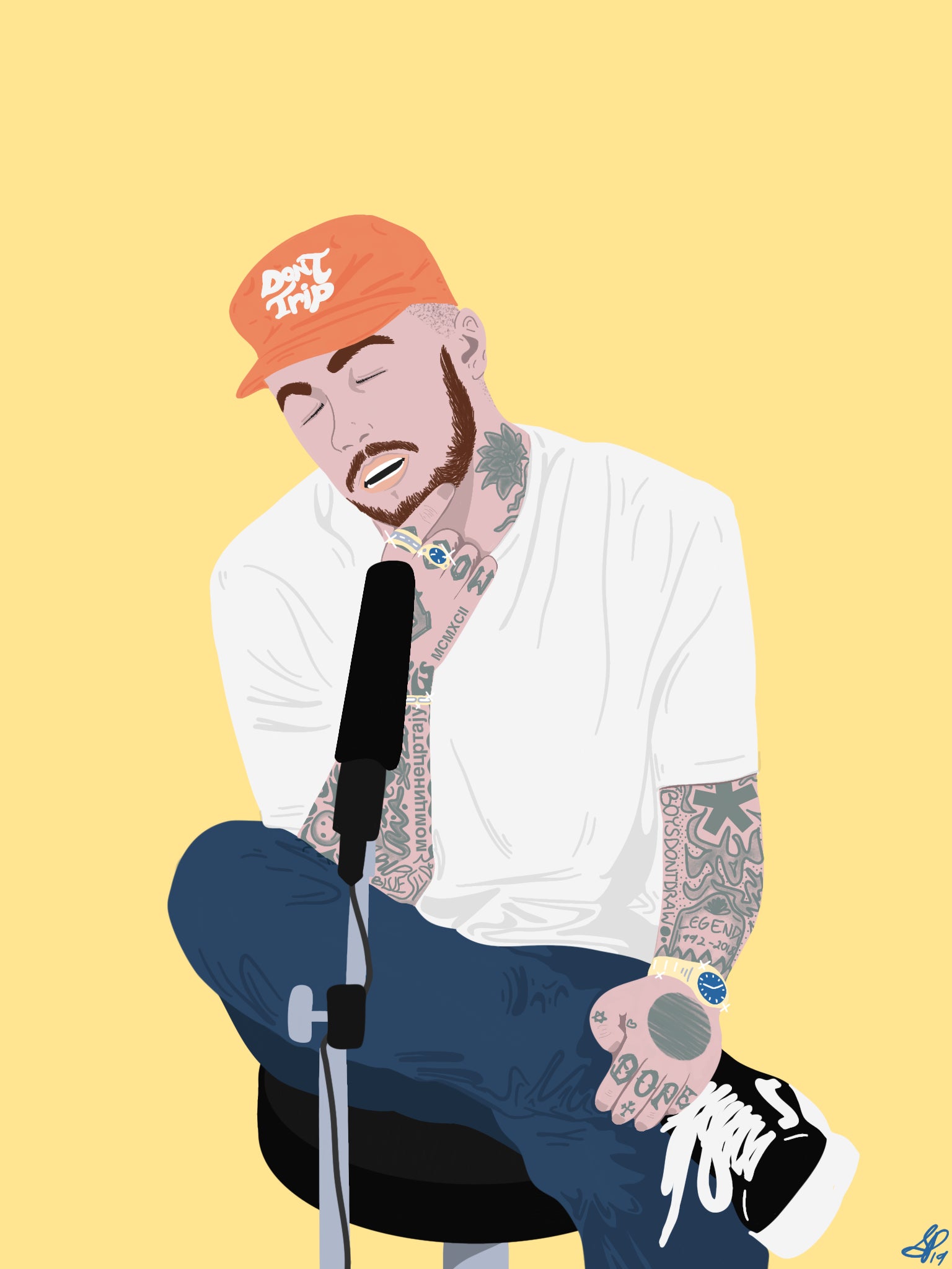 MAC MILLER - SWIMMING - 2.2" inch Button by BOYSDONTDRAW