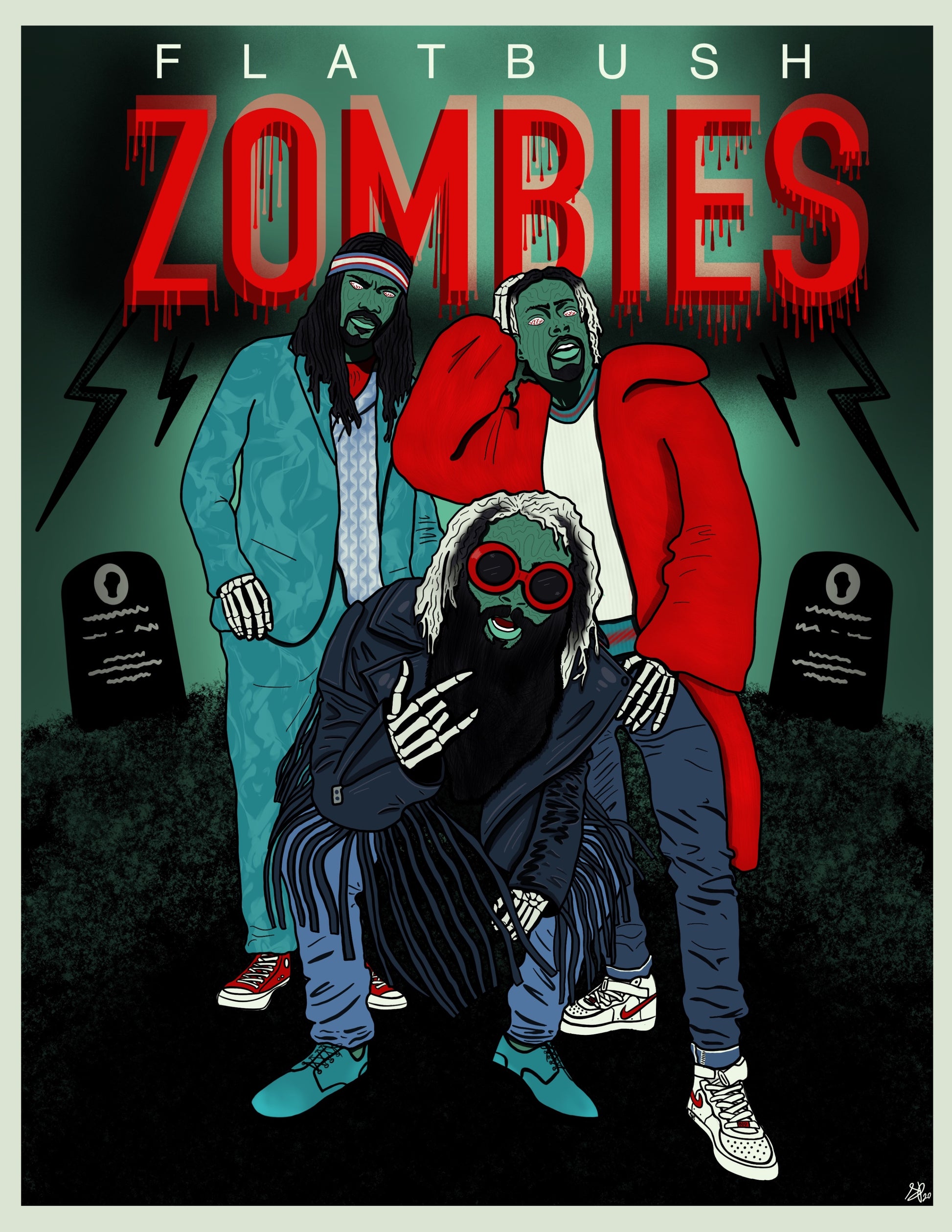 FLATBUSH ZOMBIES - 24" x 18" Limited Poster by BOYSDONTDRAW