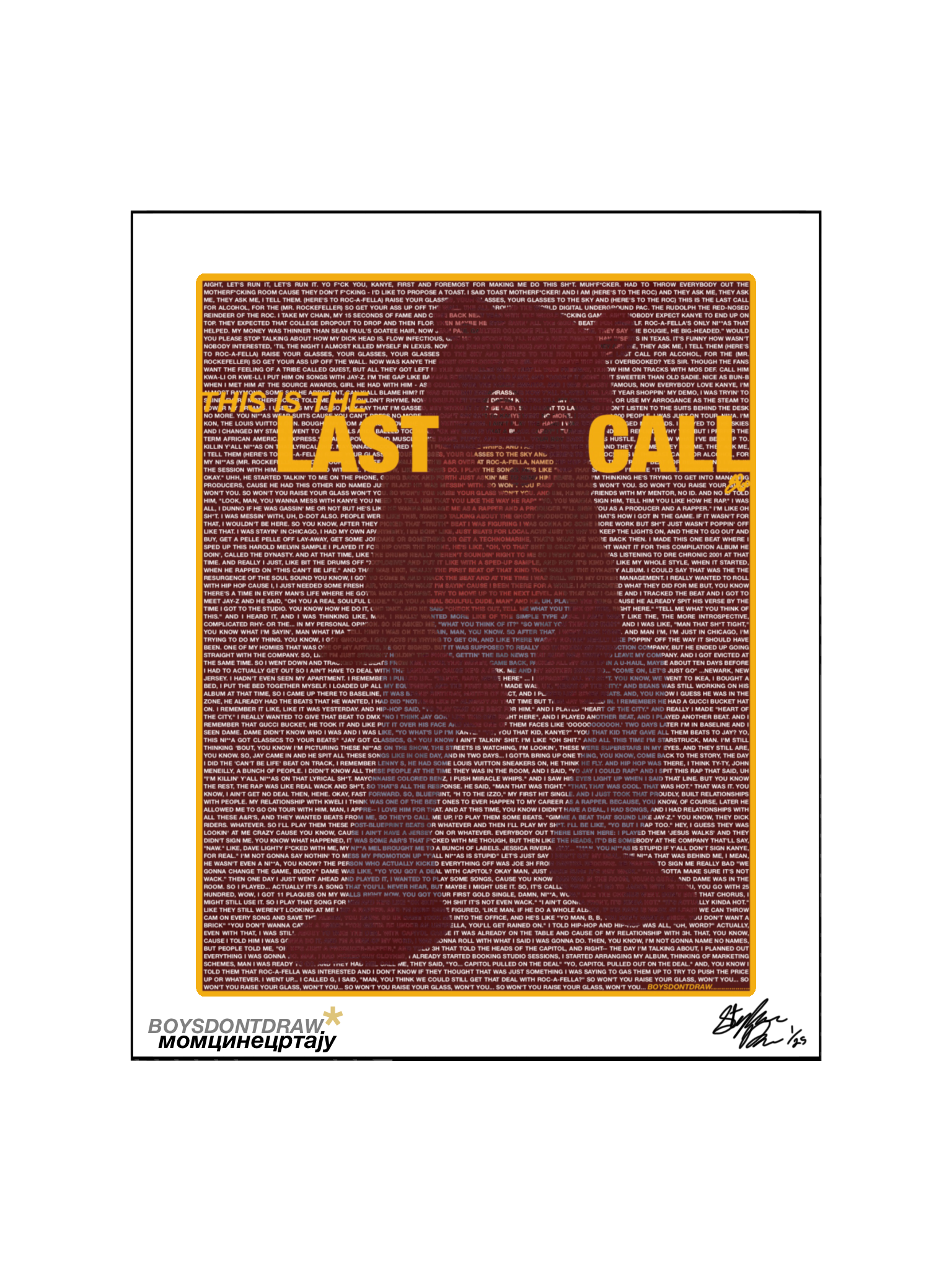 LAST CALL - Limited Print - BOYSDONTDRAW