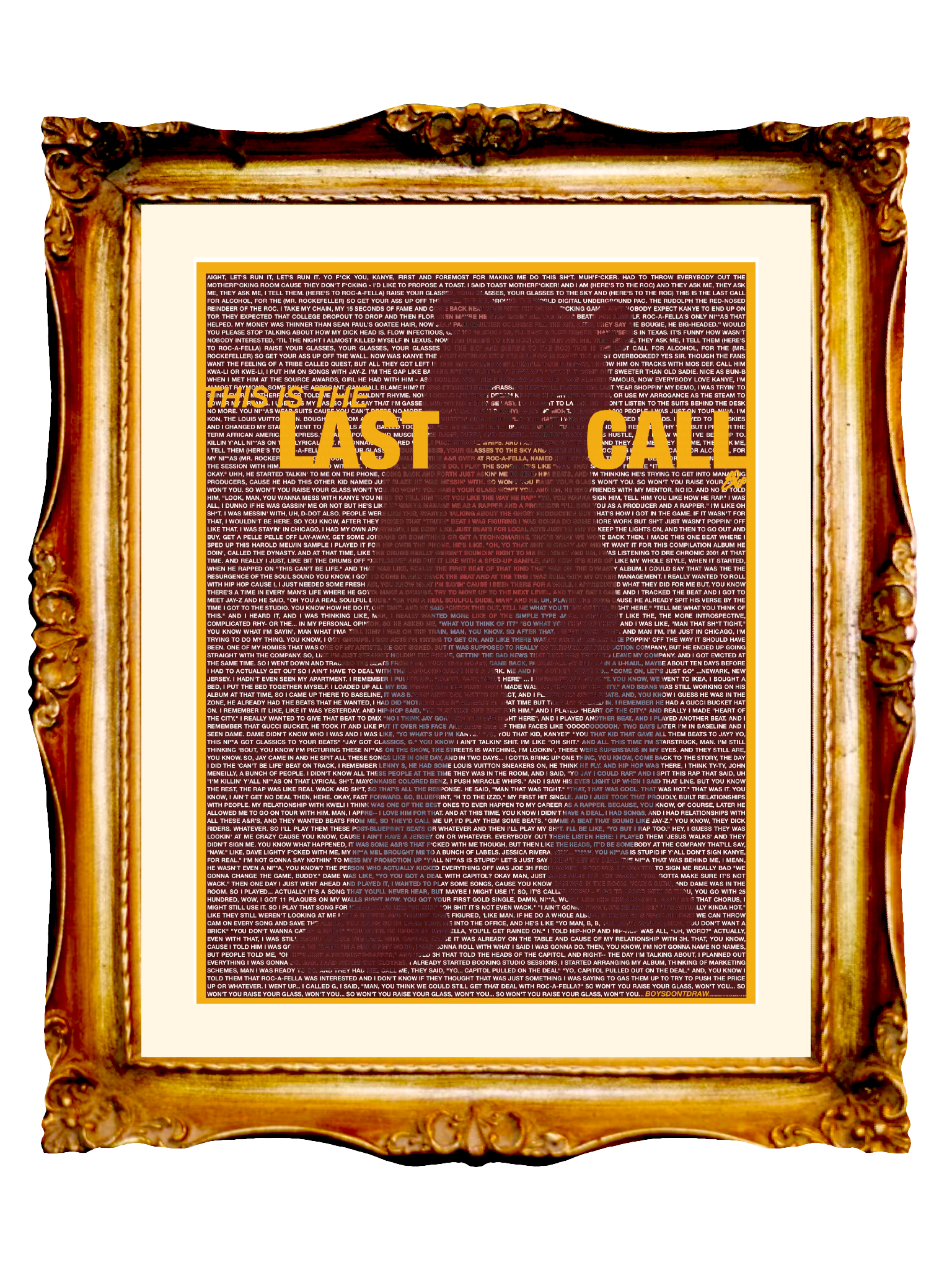 KANYE WEST - LAST CALL - Limited Poster by BOYSDONTDRAW